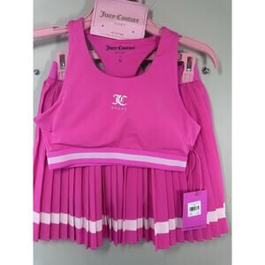 Juicy Couture Sport Pink 2-Piece Tennis Set Sports Bra & Pleated Skirt S
